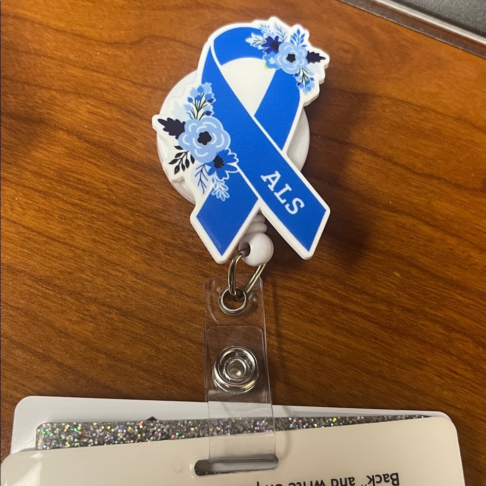 Blue ALS Awareness Ribbon Keychain - Picture 3 of 3